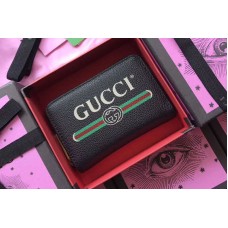 Gucci 496319 Print Leather Card Case Black