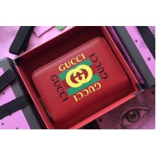 Gucci 496319 Print Leather Card Case Red