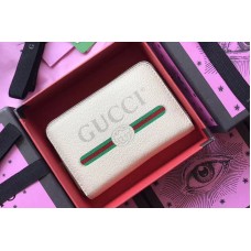 Gucci 496319 Print Leather Card Case White