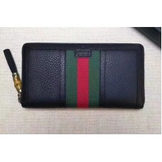 Gucci 353651 Rania Black Leather Zip Around Wallets