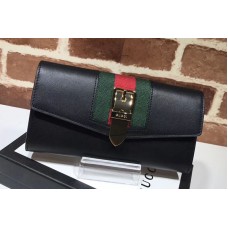 Gucci Sylvie Leather Bi-Fold Wallet 476084 Black