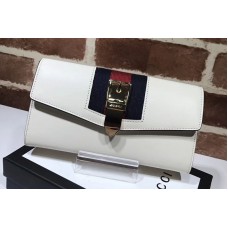 Gucci Sylvie Leather Bi-Fold Wallet 476084 White