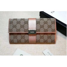 Gucci 233028 Continental GG Fabric with Leather Wallet Pink