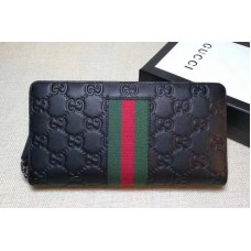 Gucci 408831 Signature Web zip around wallet Black