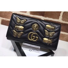 Gucci 443436 GG Marmont continental With Animal wallet Black