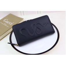 Gucci 451182 Snake embossed Long wallet Black