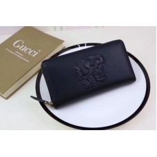 Gucci 451182 Tiger embossed Long wallet Black