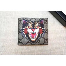Gucci 451268 Angry Cat print GG Supreme wallet