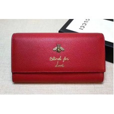 Gucci 454070 Animalier Bee And Blind For Love Continental Wallet Red