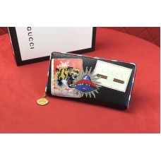 Gucci 473909 Courrier Leather zip around wallet Black