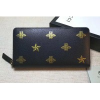 Gucci 495062 Bee Star leather zip around wallet
