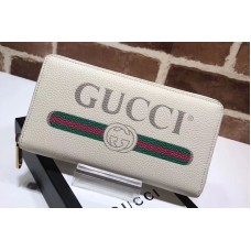 Gucci 496317 logo leather zip around wallet White