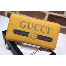 Gucci 496317 logo leather zip around wallet Yellow