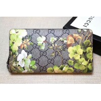 Gucci 408665 GG Blooms Zip Around Wallet Green