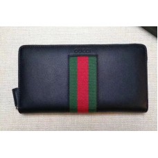 Gucci 408831 Black Leather zip around wallet