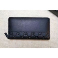 Gucci 408839 Leather Zip Around Wallet Black