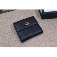 Gucci 456122 Leather french flap wallet Black