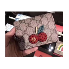 Gucci 476050 GG Supreme Card Case with Cherries Red