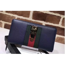 Gucci 476083 Sylvie leather zip around wallet Blue
