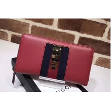 Gucci 476083 Sylvie leather zip around wallet Red
