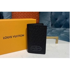 Louis Vuitton M30375 LV Pocket Organizer Wallets Black Taiga leather