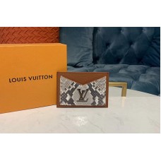 Louis Vuitton N97001 LV Lockme card holder Brown Python skin and calf leather