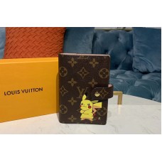 Louis Vuitton R20005 LV Small Ring Agenda Cover Wallet Monogram canvas With Pikachu