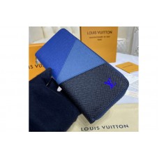 Louis Vuitton M30731 LV Zippy Vertical wallet in Blue monochrome Taiga leather