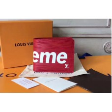 Louis Vuitton M60332  Epi Leather x Supreme Wallet Red