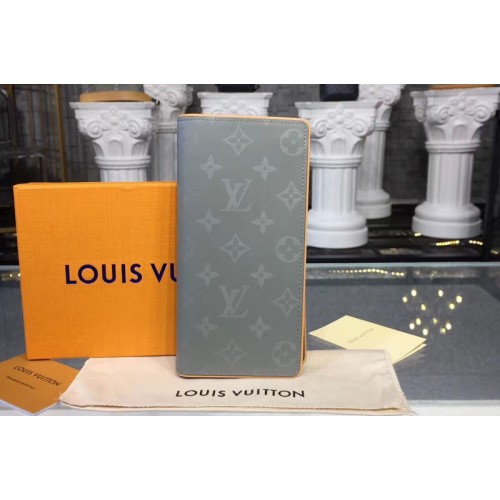 Authentic LOUIS VUITTON Monogram Titanium portefeuille Brazza M63236 Wallet