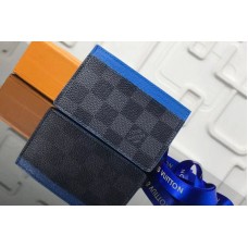 Louis Vuitton N64029 LV Card Holder Damier Graphite Canvas Blue