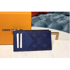 Louis Vuitton M30270 LV Coin Card Holder Monogram canvas and Taiga Leather Blue