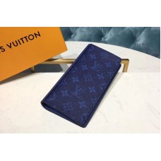Louis Vuitton M30297 LV Brazza Wallet Monogram Canvas and Taiga Leather Blue