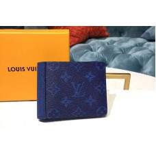 Louis Vuitton M30299 LV Multiple Wallet Monogram Canvas and Taiga Leather Blue