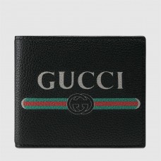 Gucci Black Print Leather Bi-fold Wallet