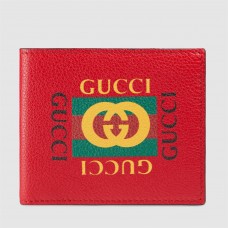 Gucci Red Print Leather Bi-fold Wallet