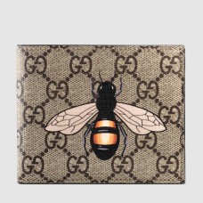 Gucci Bee Print GG Supreme Bi-fold Wallet