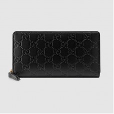 Gucci Zip Around Wallet In Black Guccissima Leather