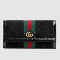 Gucci Black Ophidia GG Suede Continental Wallet