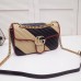 Gucci Diagonal GG Marmont Small Shoulder Bag 443497 Beige/Black 2019