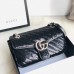 Gucci 443497 GG Marmont small sequin shoulder bag in Black Silk