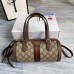 Gucci 602577 Ophidia GG small Boston bag in Beige/ebony GG Supreme canvas