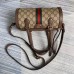 Gucci 602577 Ophidia GG small Boston bag in Beige/ebony GG Supreme canvas