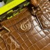 Gucci Diana Small Tote Bag In Brown Croc-embossed Leather