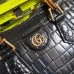 Gucci Diana Small Tote Bag In Black Croc-embossed Leather