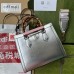 Gucci Diana Small Tote Bag In Silver Metallic Leather