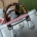 Gucci Diana Small Tote Bag In Silver Metallic Leather