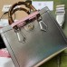 Gucci Diana Small Tote Bag In Silver Metallic Leather