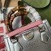 Gucci Diana Mini Tote Bag In Silver Metallic Leather