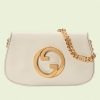 Gucci Blondie Small Shoulder Bag In White Leather